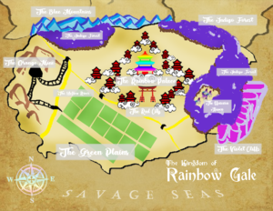 Artwork titled "The Map of the Rainbow Gale Kingdom", submitted by WizardressofWoodsBeyond on April 17, 2020.