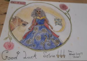 Artwork titled "Postcard Competition Entry – Good luck Sofia!!!", submitted by Book-Lover77 on February 16, 2021.