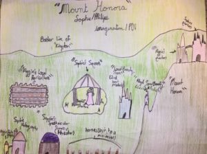 Artwork titled "Kingdom Map – ” Mount Honora ” From Sophie/ Philip’s Imagination ( Excuse the sloppy handwriting and the picture quality )", submitted by berrah.cringer on April 17, 2020.