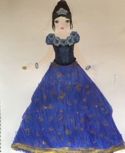 Artwork titled "My role play character in her snow ball gown", submitted by agathaannesfggold on June 24, 2019.