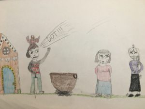 Artwork titled "Old Age – Dot turns Hester’s cauldron to chocolate", submitted by GellyBean on March 31, 2020.