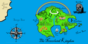 Artwork titled "Map of Neverland Kingdom", submitted by WizardressofWoodsBeyond on April 17, 2020.