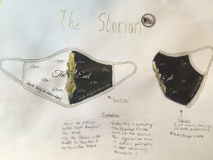 Artwork titled "Mask Submission: The Storian", submitted by JoannaLuvsBooks on January 4, 2021.