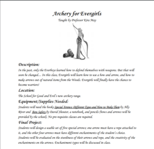 Artwork titled "design a class contest: Archery for Evergirls", submitted by teresacat45 on January 31, 2020.