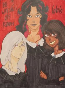 Artwork titled "The Three Witches of 666- Bad Girls Do It Well", submitted by Caspian Thorne on September 23, 2021.