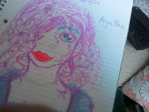 Artwork titled "neon marker art – Sofia Wylie as Agatha", submitted by em on November 14, 2022.