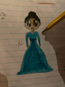 Artwork titled "Agatha at the ball", submitted by Autumn C. on October 27, 2023.